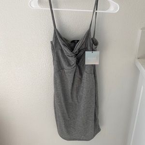 Grey mini bodycon dress twisted knot bust